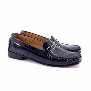 Stuart Weitzman Studded Patent Leather Loafers